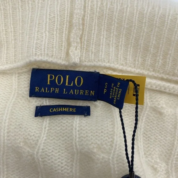 NEW Polo Ralph Lauren Sweater Womens Small Cream Cardigan Cashmere Open Front